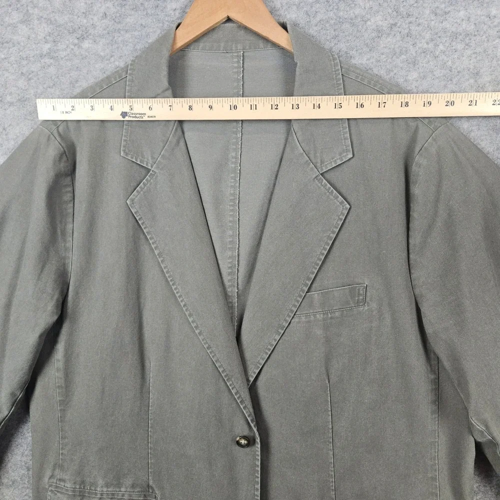 LL Bean Men's Green Cotton Blazer Size 48 Reg Chore Jacket Vintage Fall SMUDGE